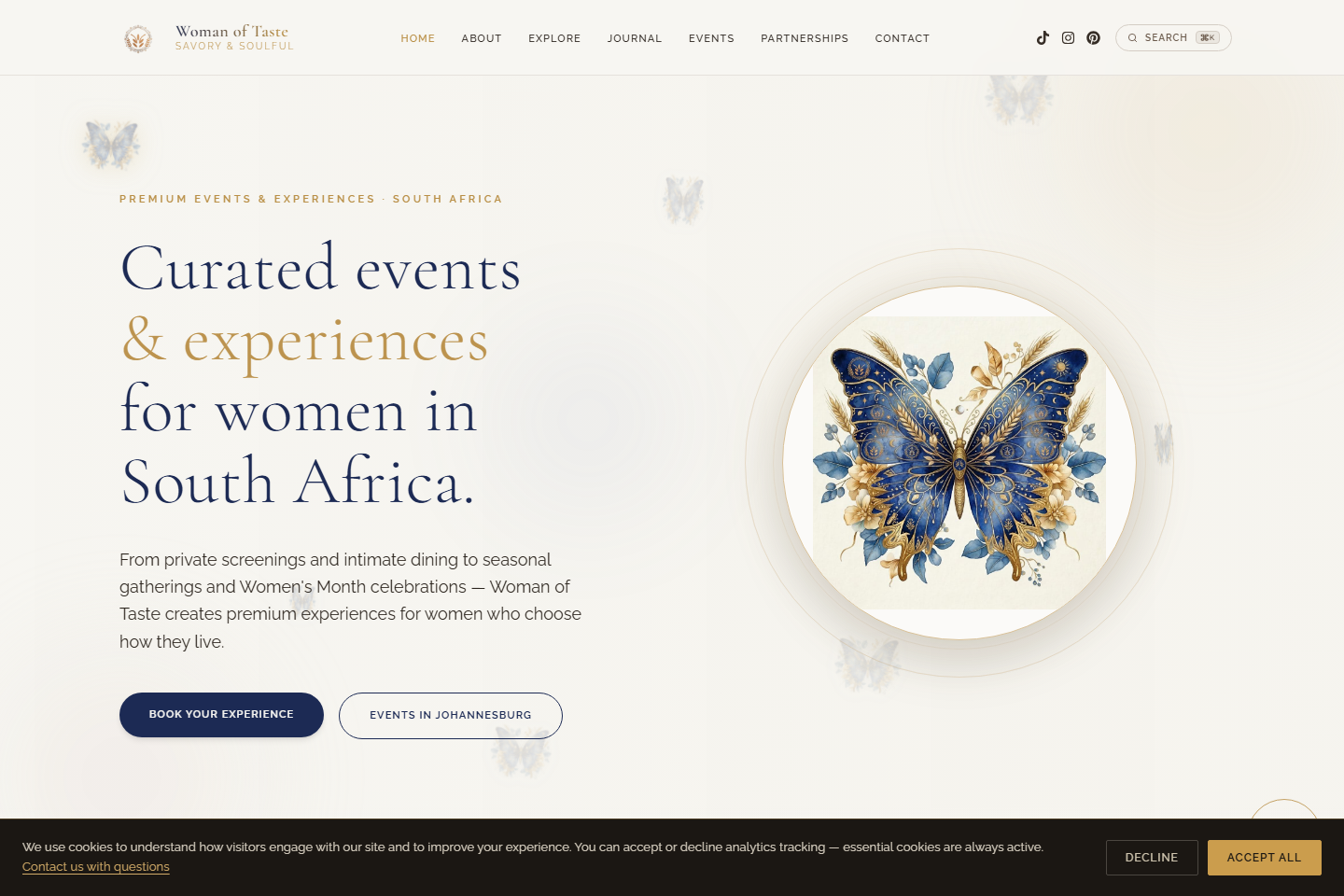 Woman of Taste website homepage